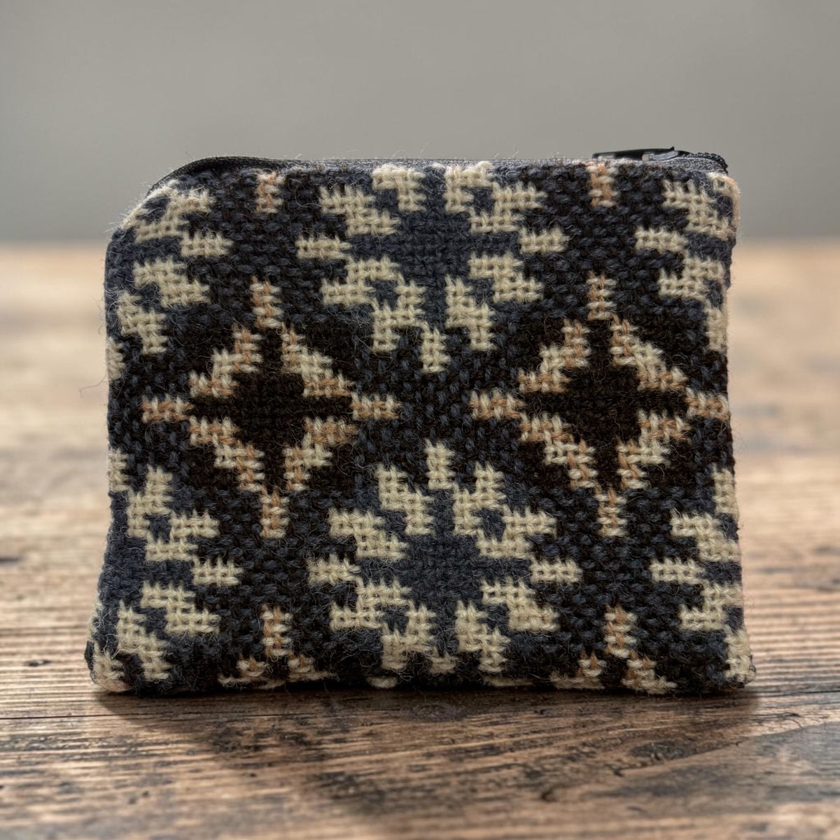 Charcoal, Brown & Cream Welsh Tapestry Small Purse