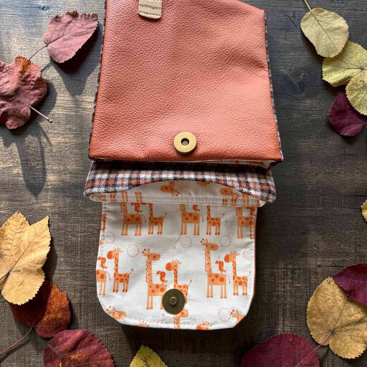 The Melindwr mini phone bag in real leather and upcycled wool