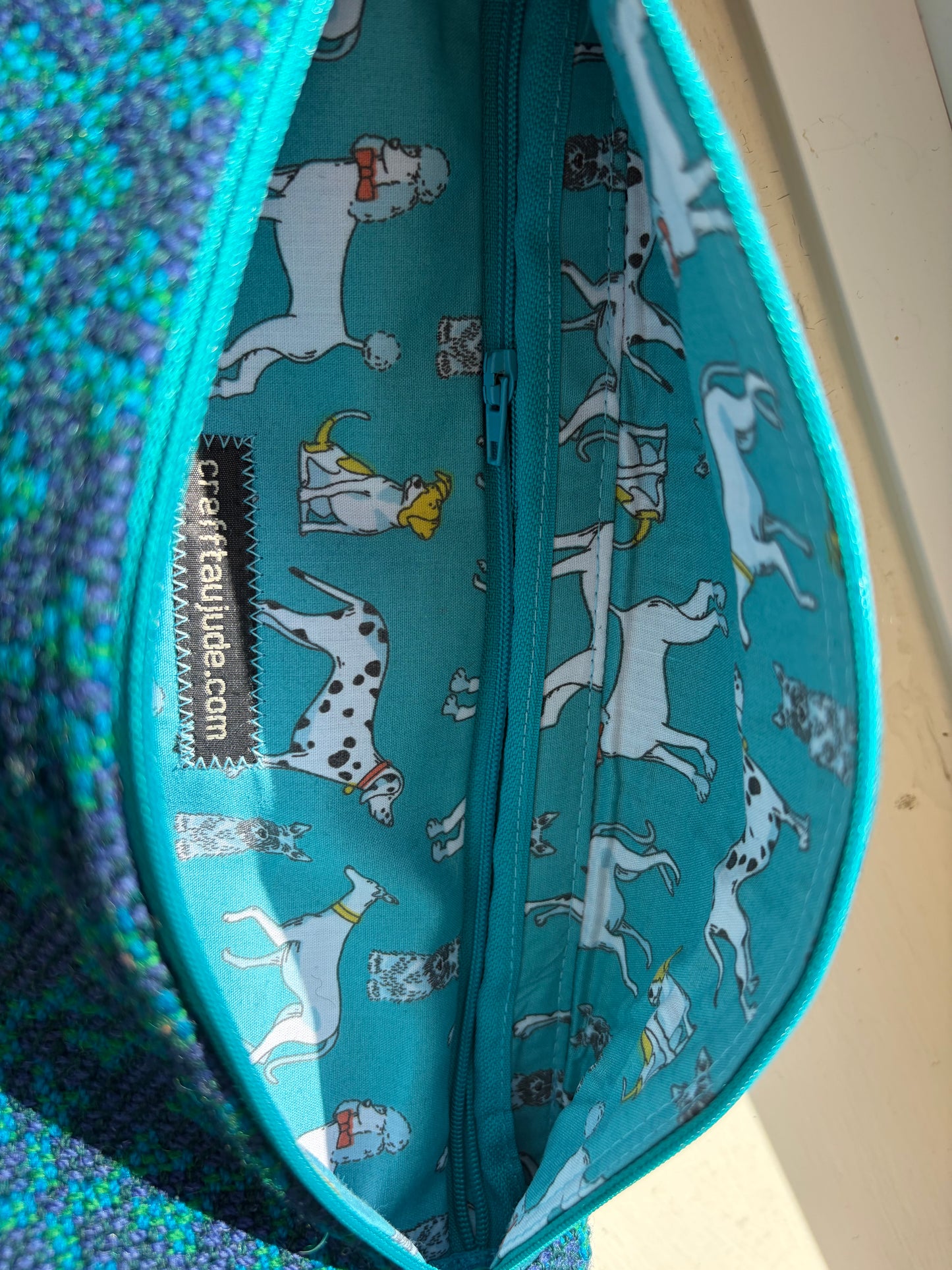 welsh wool tapestry and leather crossbody bumbag