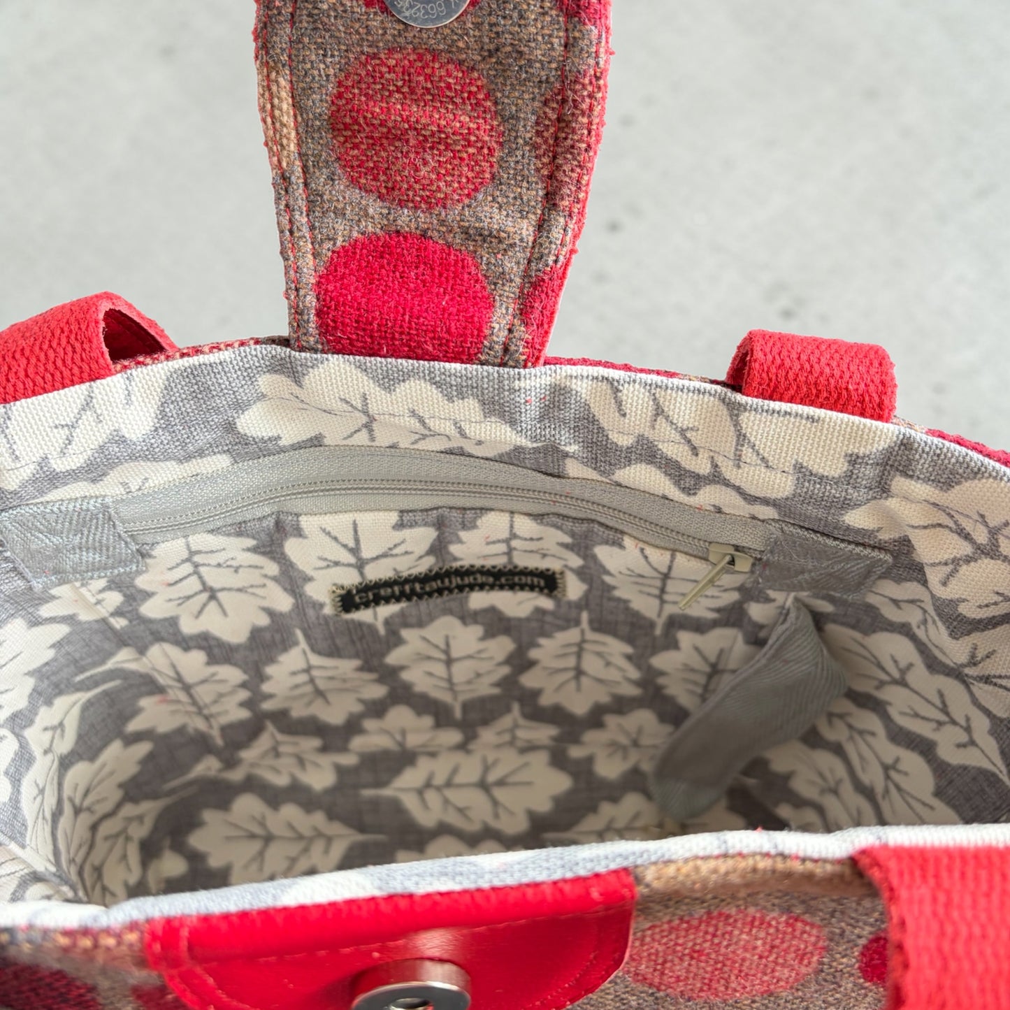 Handcrafted wool small tote handbag with real leather