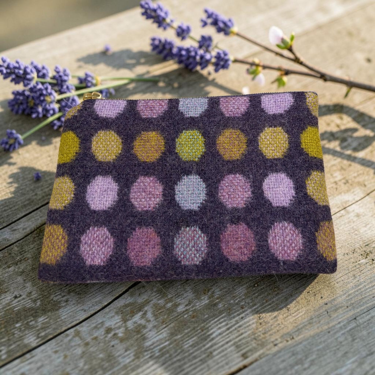 Upcycled wool medium purse