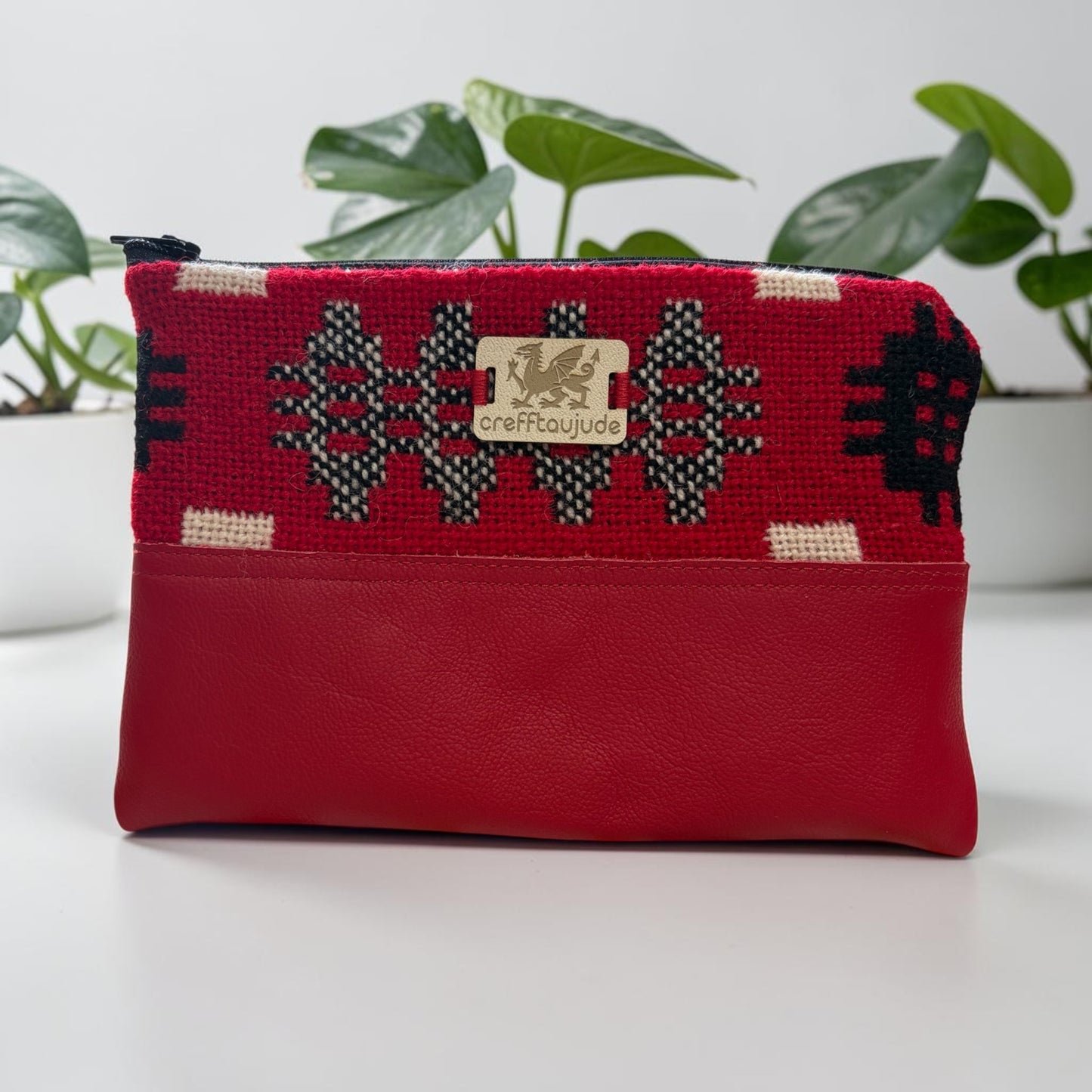 Welsh tapestry and leather purse