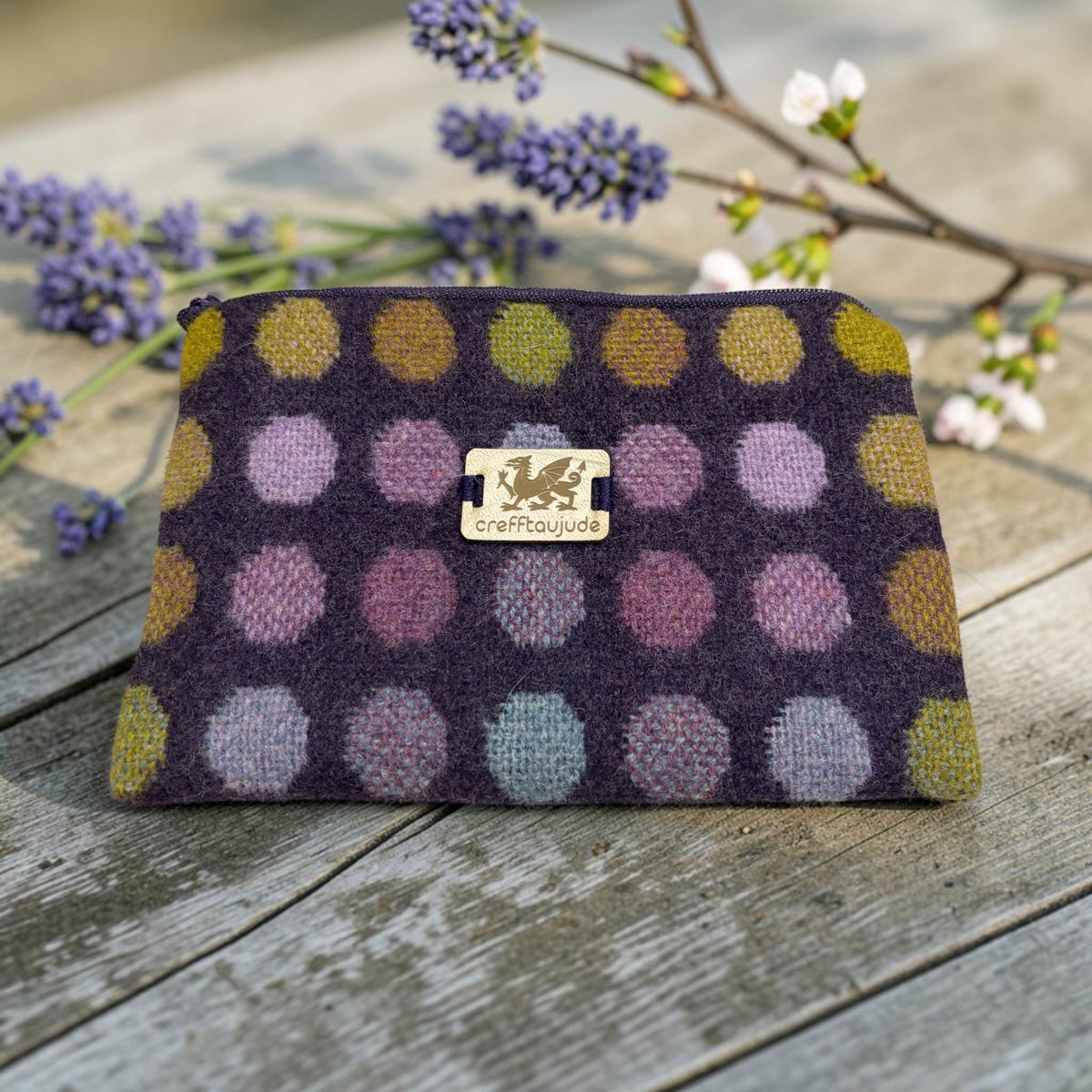 Upcycled wool medium purse