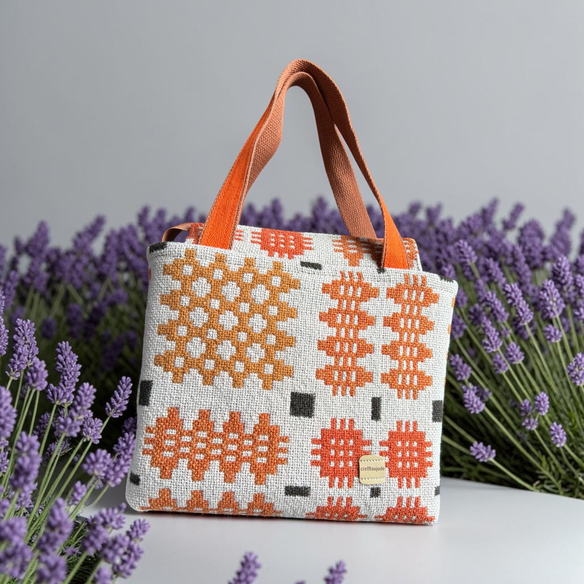 The Dyfi handbag in Welsh tapestry