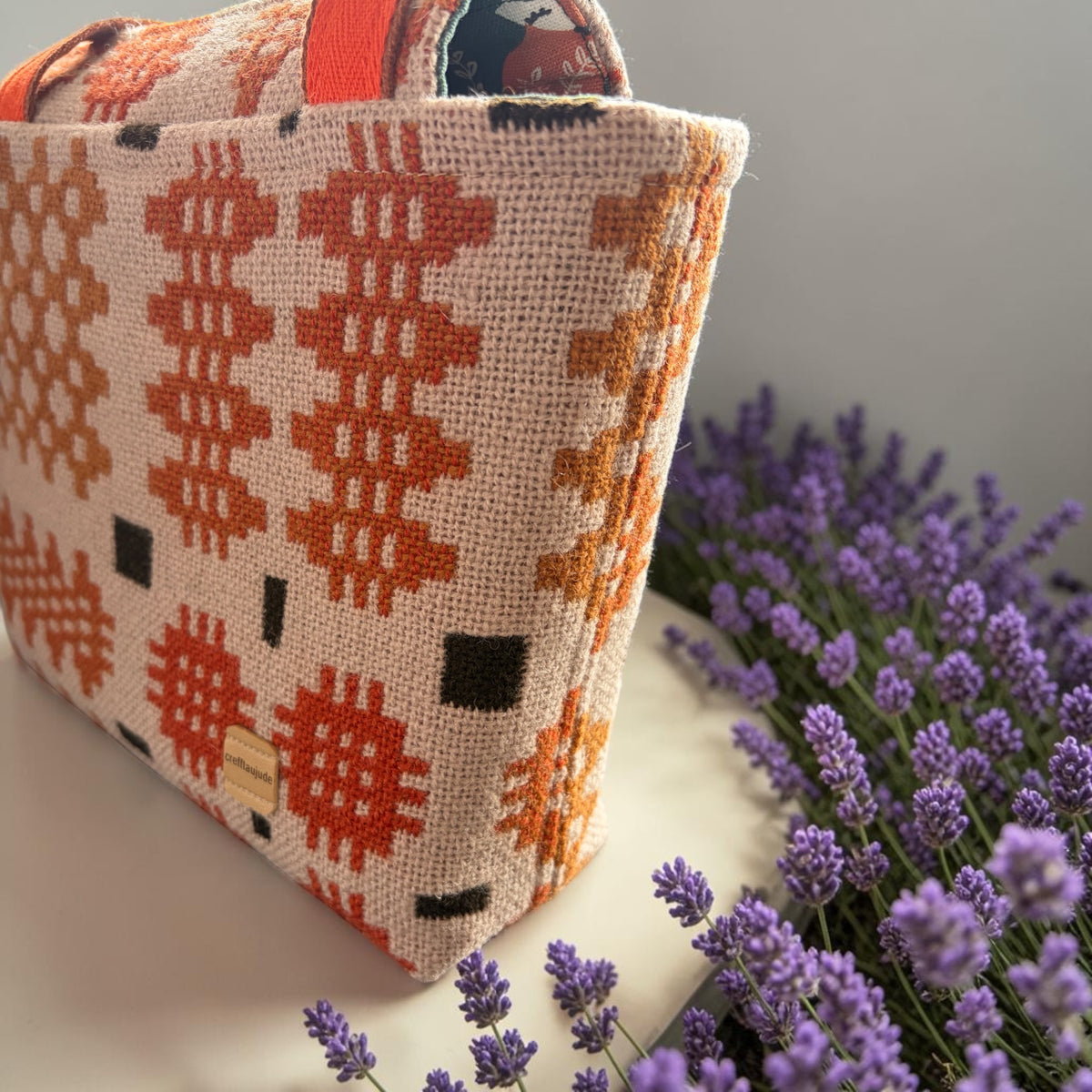 The Dyfi handbag in Welsh tapestry