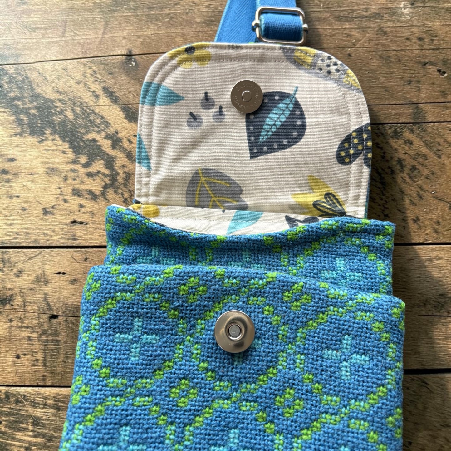 The Melindwr mini phone bag in Welsh tapestry