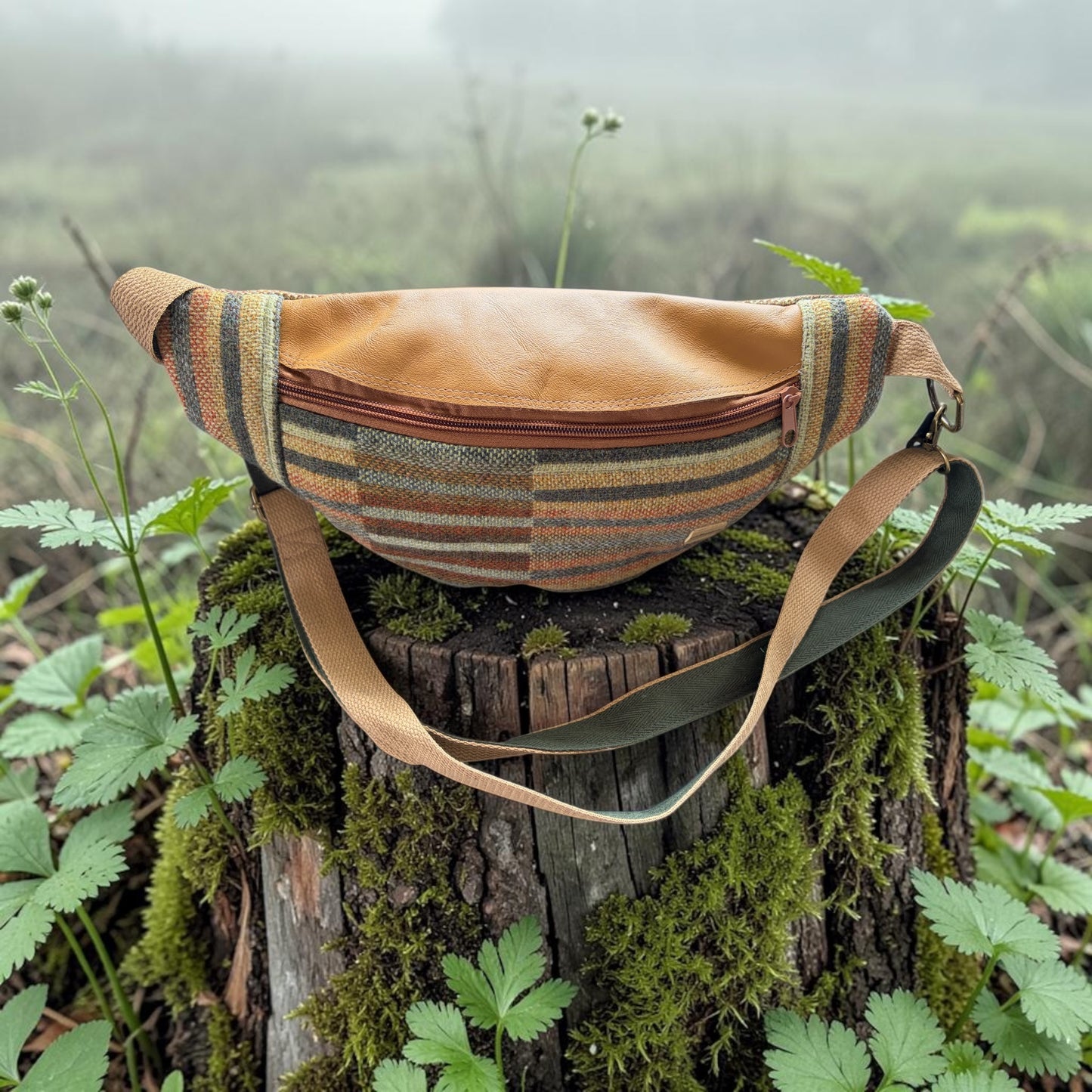Wool & Leather Crossbody Bum Bag