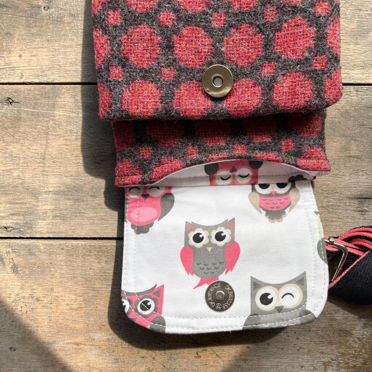 The Melindwr mini phone bag in upcycled wool