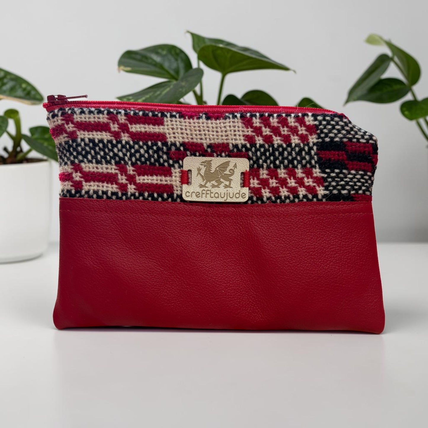 Welsh tapestry and leather purse