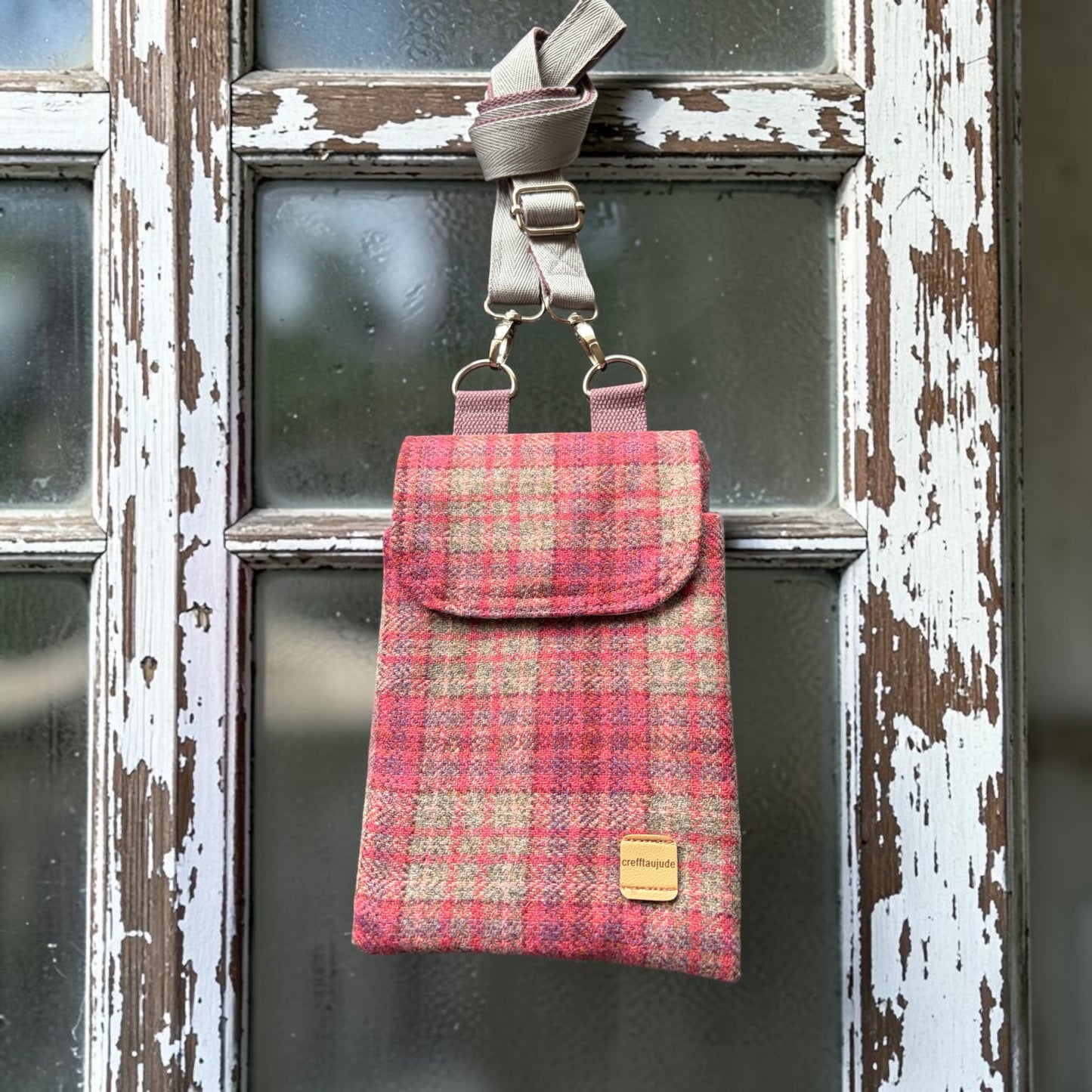 The Melindwr mini phone bag in upcycled Wool