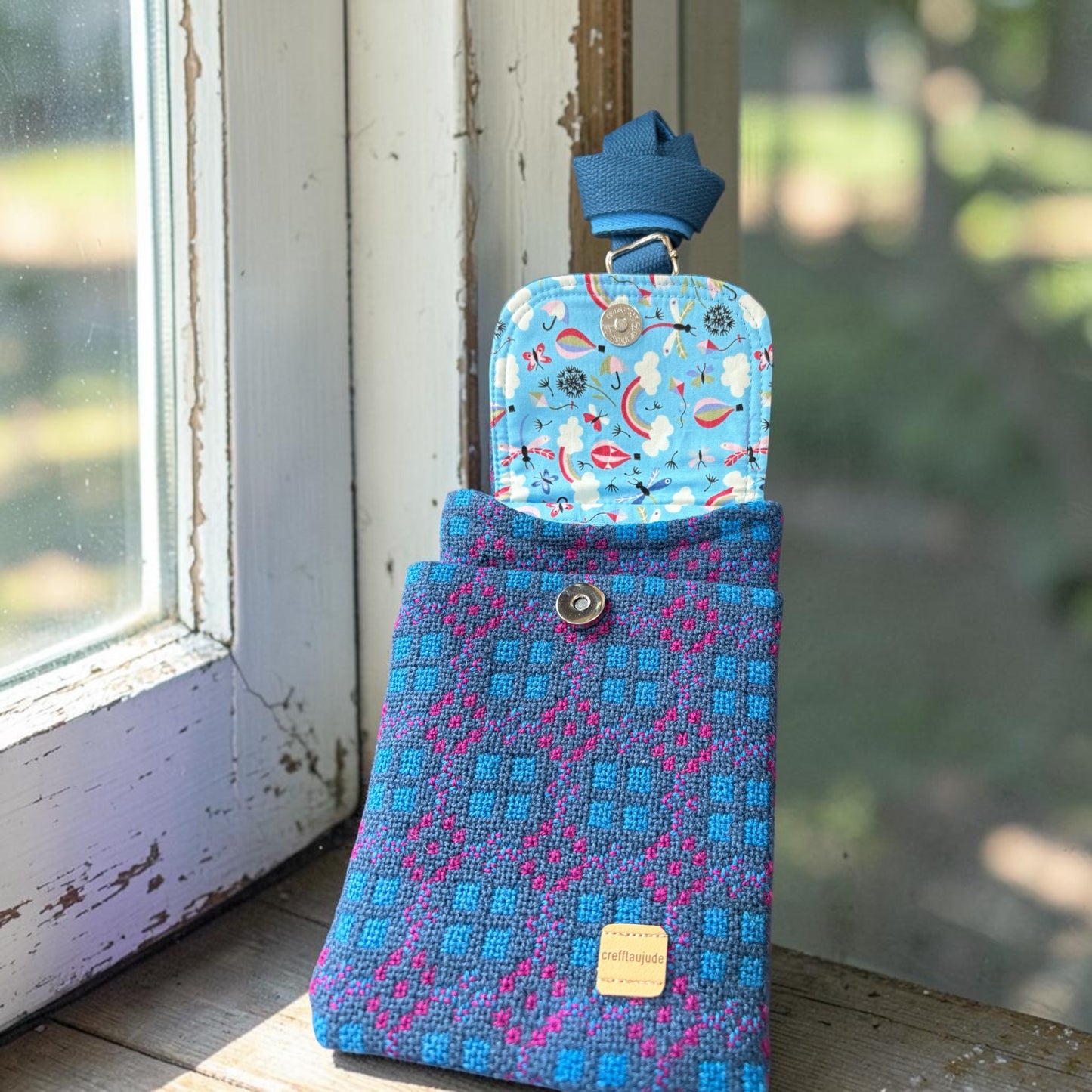 The Melindwr mini phone bag in Welsh tapestry