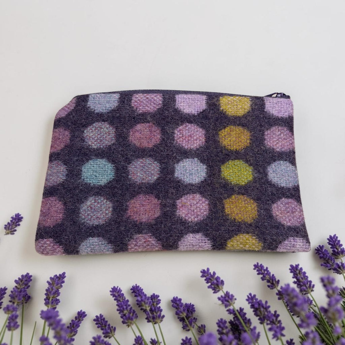 Upcycled wool medium purse