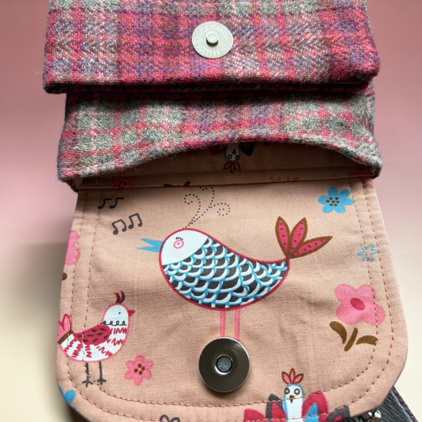 The Melindwr mini phone bag in upcycled Wool