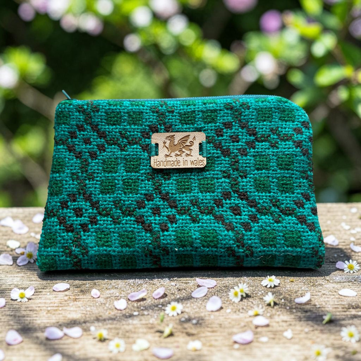 Welsh Tapestry Zipped Glasses Case – Jade Green Windowpane