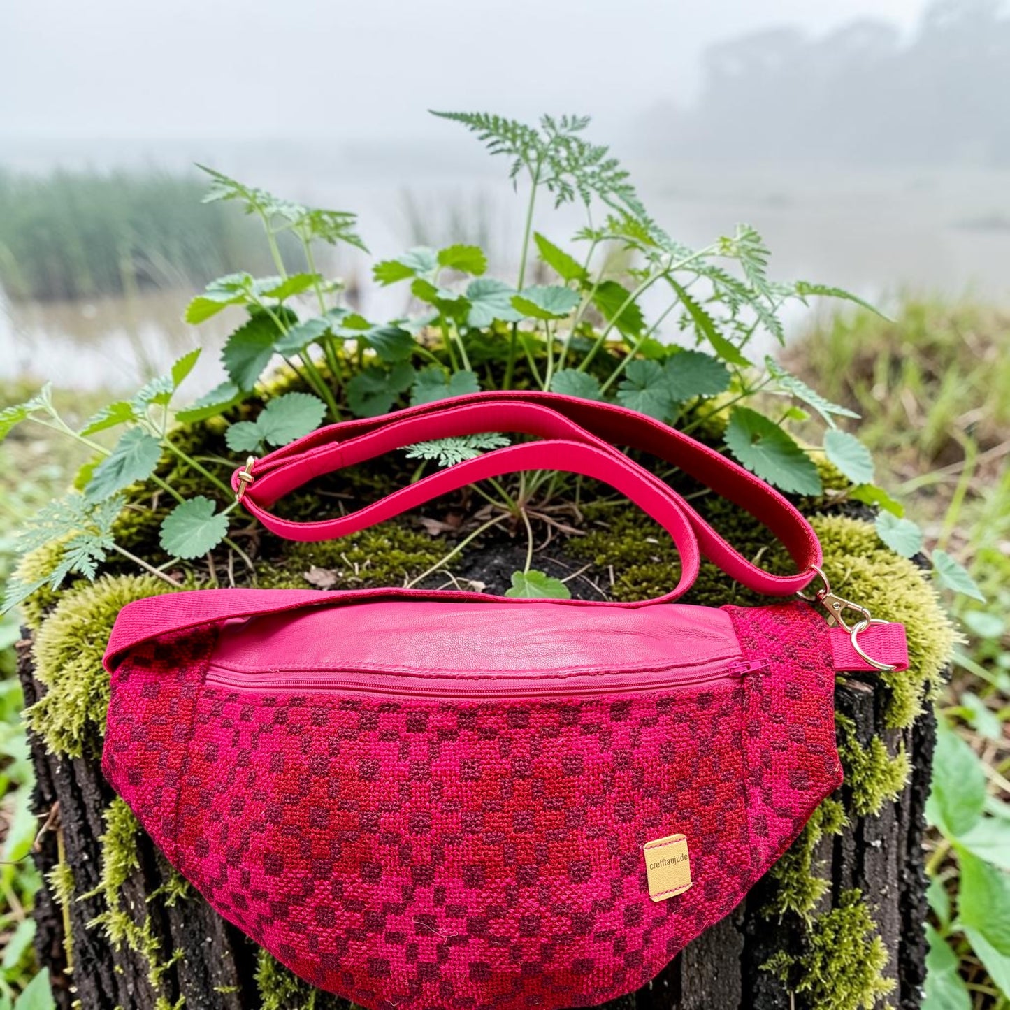 Welsh Wool tapestry and leather crossbody bumbag