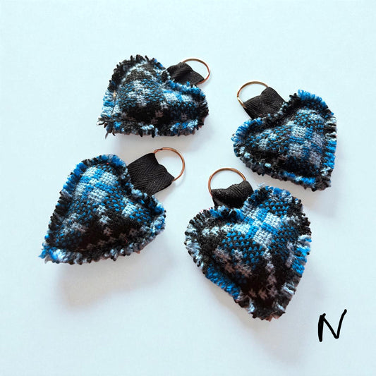 Handmade Welsh wool tapestry heart keyring