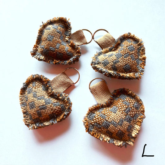 Handmade Welsh wool tapestry heart keyring