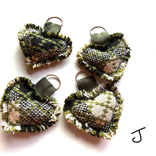 Handmade Welsh wool tapestry heart keyring
