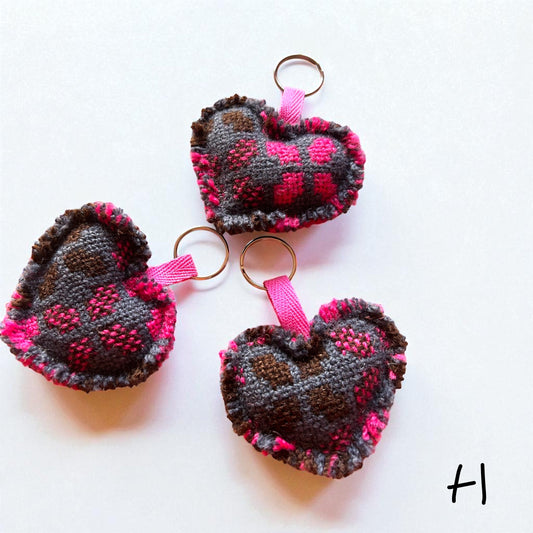 Handmade Welsh wool tapestry heart keyring