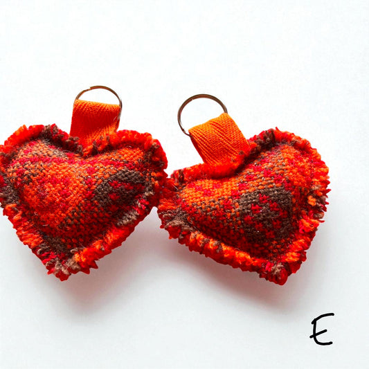 Handmade Welsh wool tapestry heart keyring