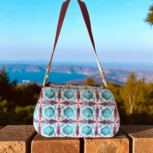 Upcycled wool mix baguette handbag