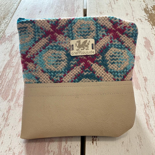 Upcycled wool mix purse with credit card slots
