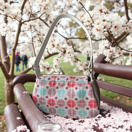 Wool  and Real leather Baguette handbag