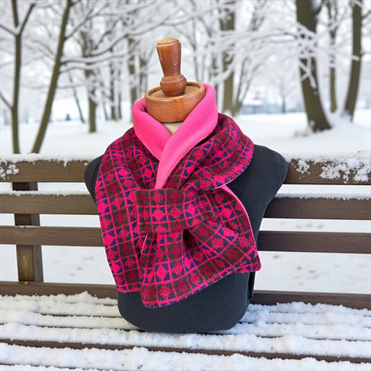 Handmade wool tapestry and fleece scarf