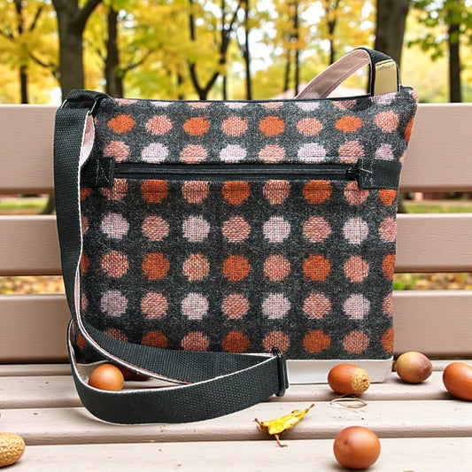 Handmade vintage upcycled wool crossbody handbag