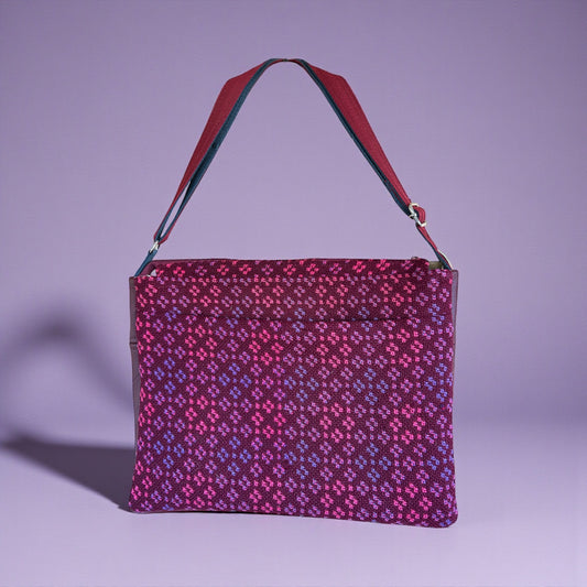 Welsh tapestry and leather shoulder bag