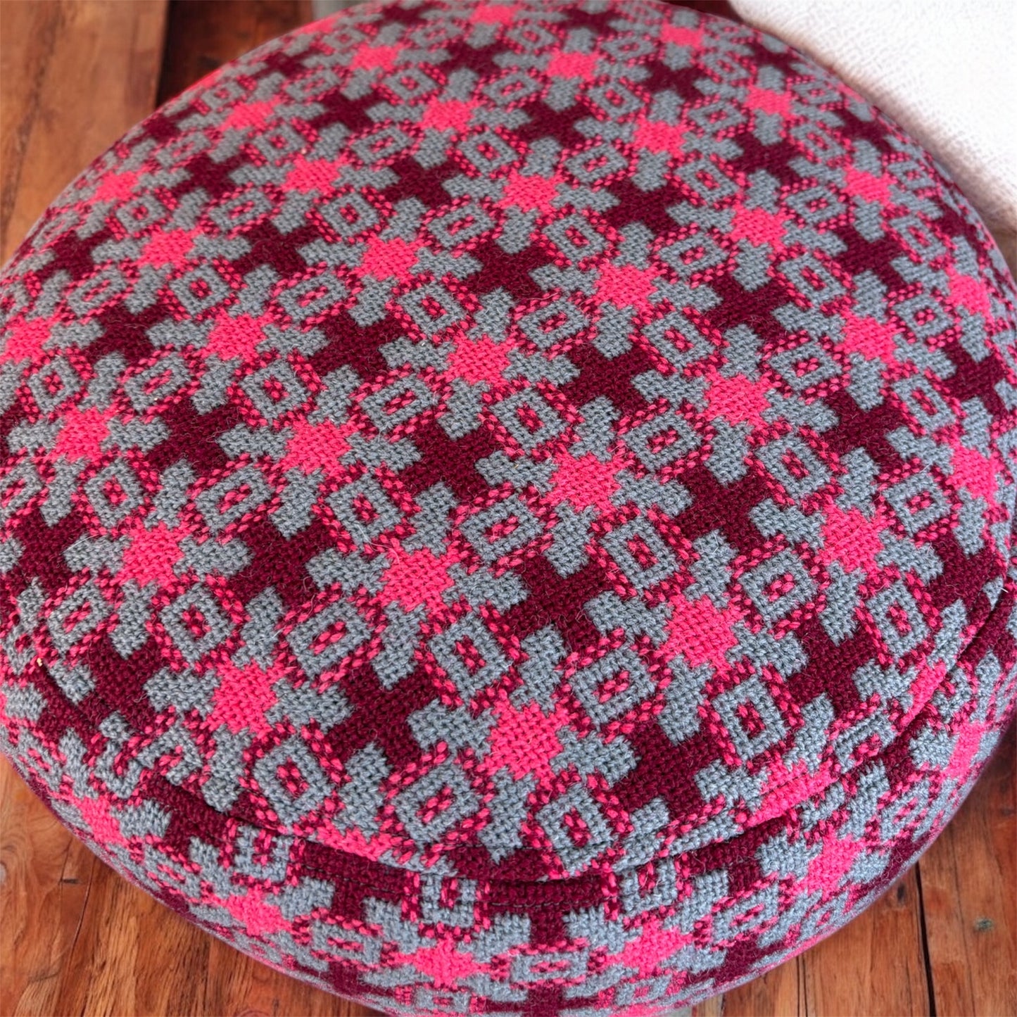 Welsh tapestry footstool with oak legs