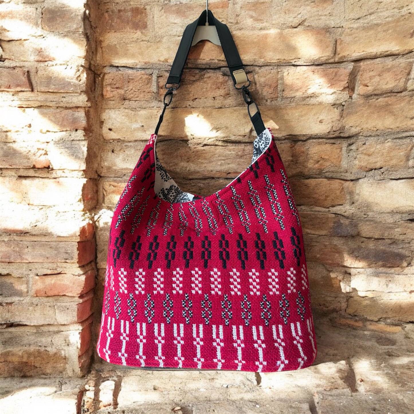 Vintage Welsh tapestry and real leather slouch handbag