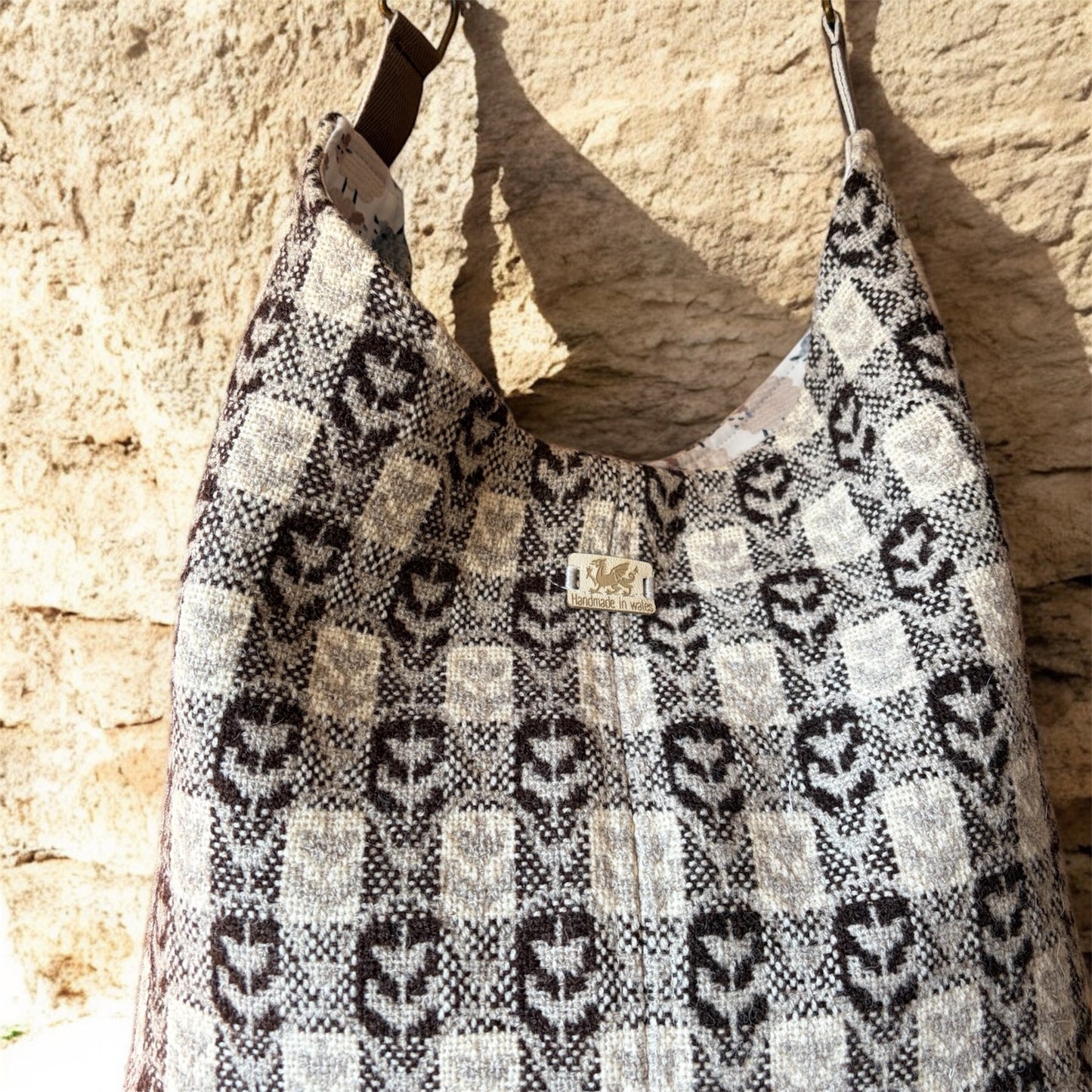 Vintage Welsh tapestry and Real leather slouch handbag