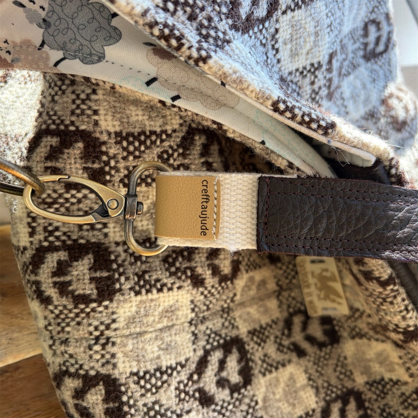 Vintage Welsh tapestry and Real leather slouch handbag