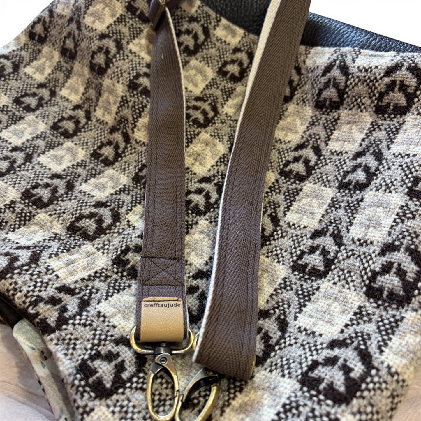 Vintage Welsh tapestry and Real leather slouch handbag