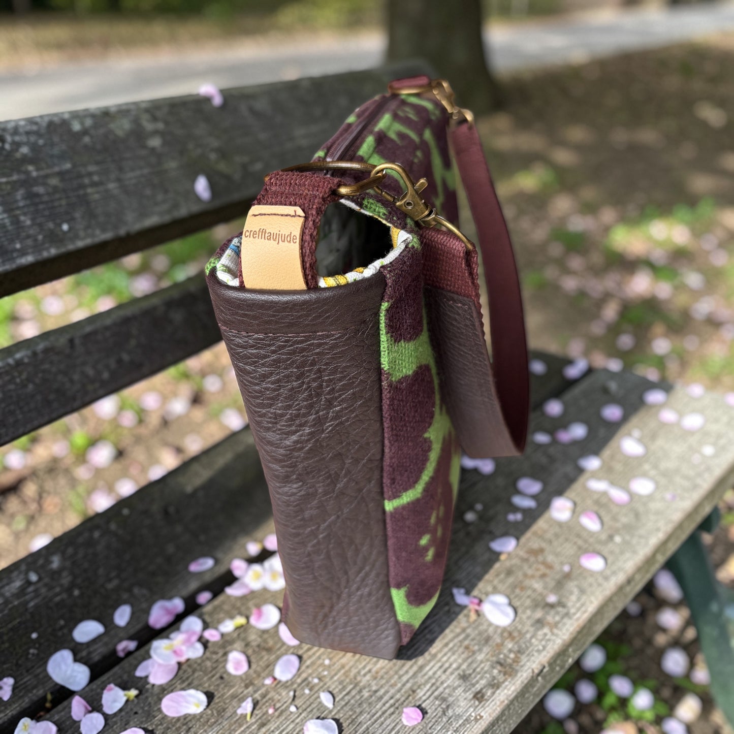 Wool and leather shoulder bag