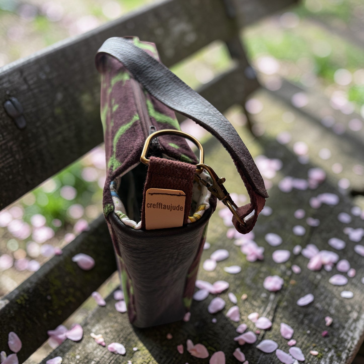 Wool and leather shoulder bag