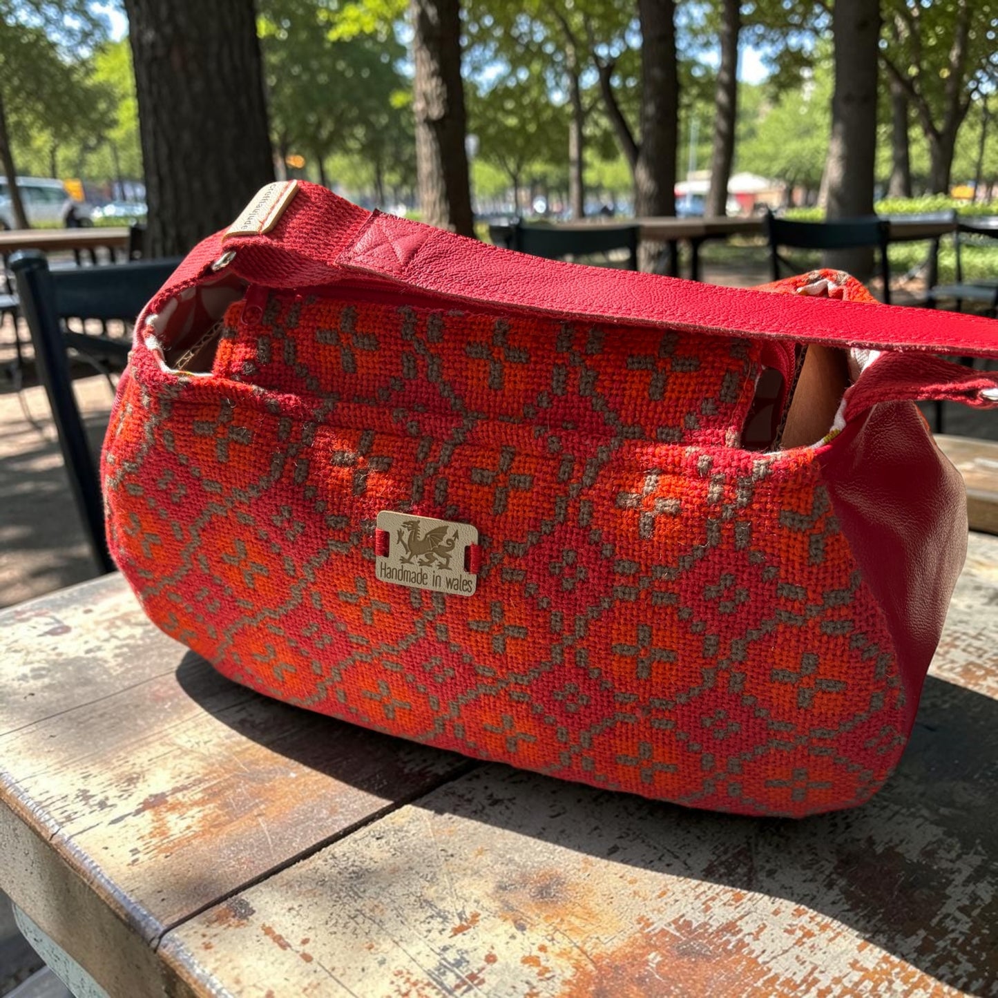 Vintage wool tapestry baguette bag