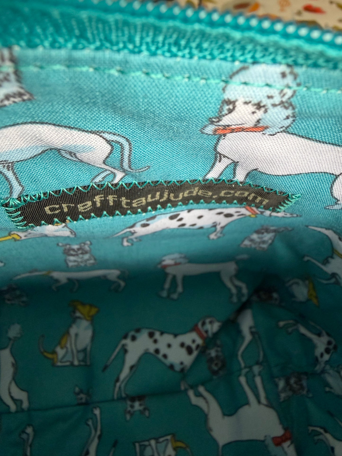 Handmade Welsh Tapestry Make-Up Bag — Turquoise Geometric | M-028