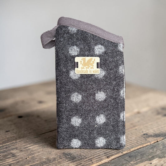 Handmade Wool Glasses Case — Charcoal Grey & Silver | Slip-In | G-051