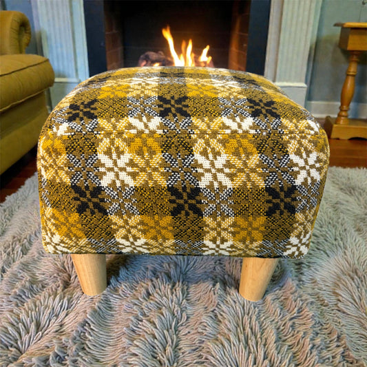 Welsh tapestry footstool with oak legs