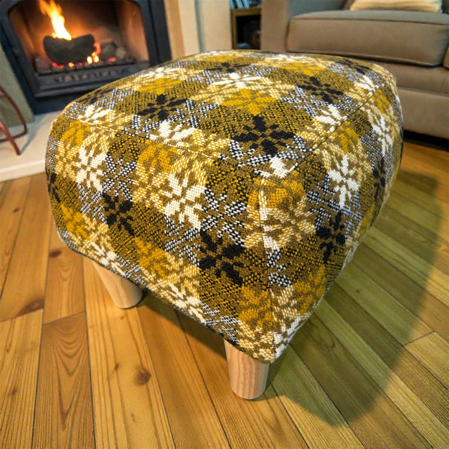 Welsh tapestry footstool with oak legs