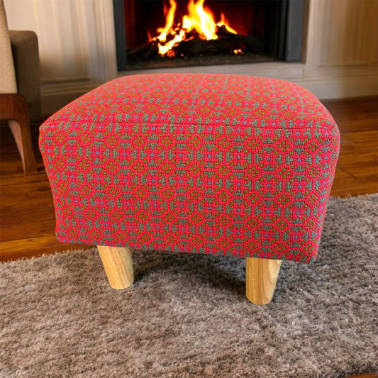 Welsh tapestry footstool with oak legs